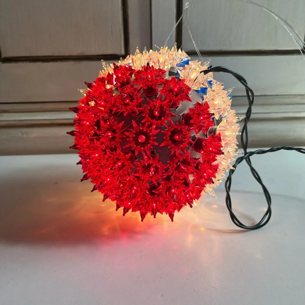 Vtg original box 4th Of July 6” Light Up Flag Sphere Party Ball Independance Day
